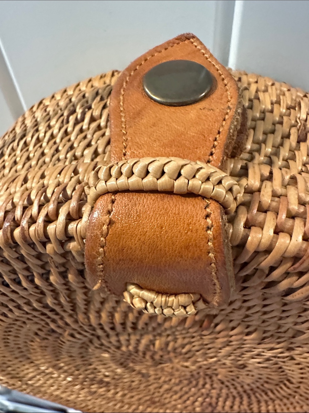 Round Woven Crossbody Bag in Brown - Picture 3 of 8